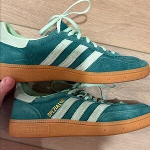 Adidas Spezial Green Suede Sneakers with Gum Sole